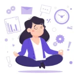 Illustration d'une femme pratiquant la méditation au travail