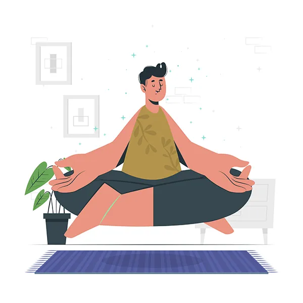 Ilustración de un hombre practicando la meditación para mejorar su bienestar.